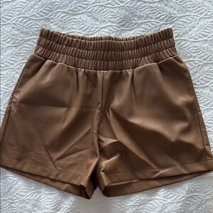 Women's Dark Tan Faux Leather Shorts